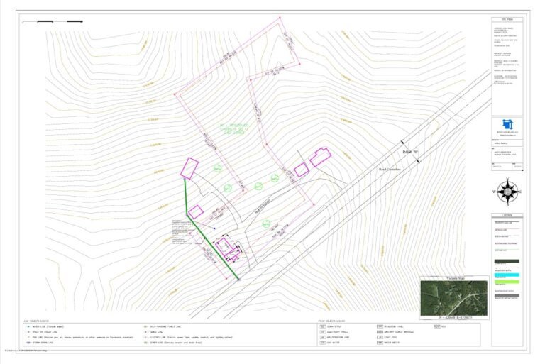 Delivered site plan for Mendon, Vermont property showing corrected Alpine Pipeline wastewater connection, 2012 well location, and garage-to-rental conversion layout