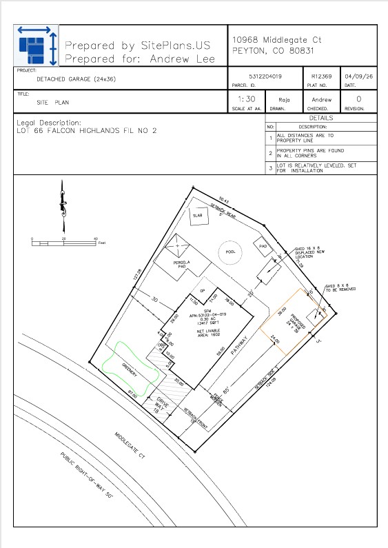 Garage Permit Site Plan Peyton City Colorado
