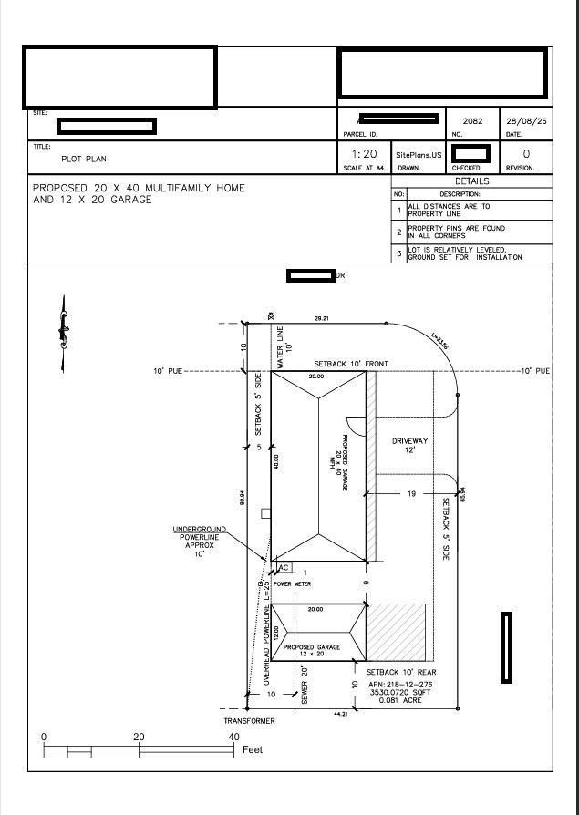 Bullhead City, Arizona Plot Plan Multifamily home and garage Plot Plan
